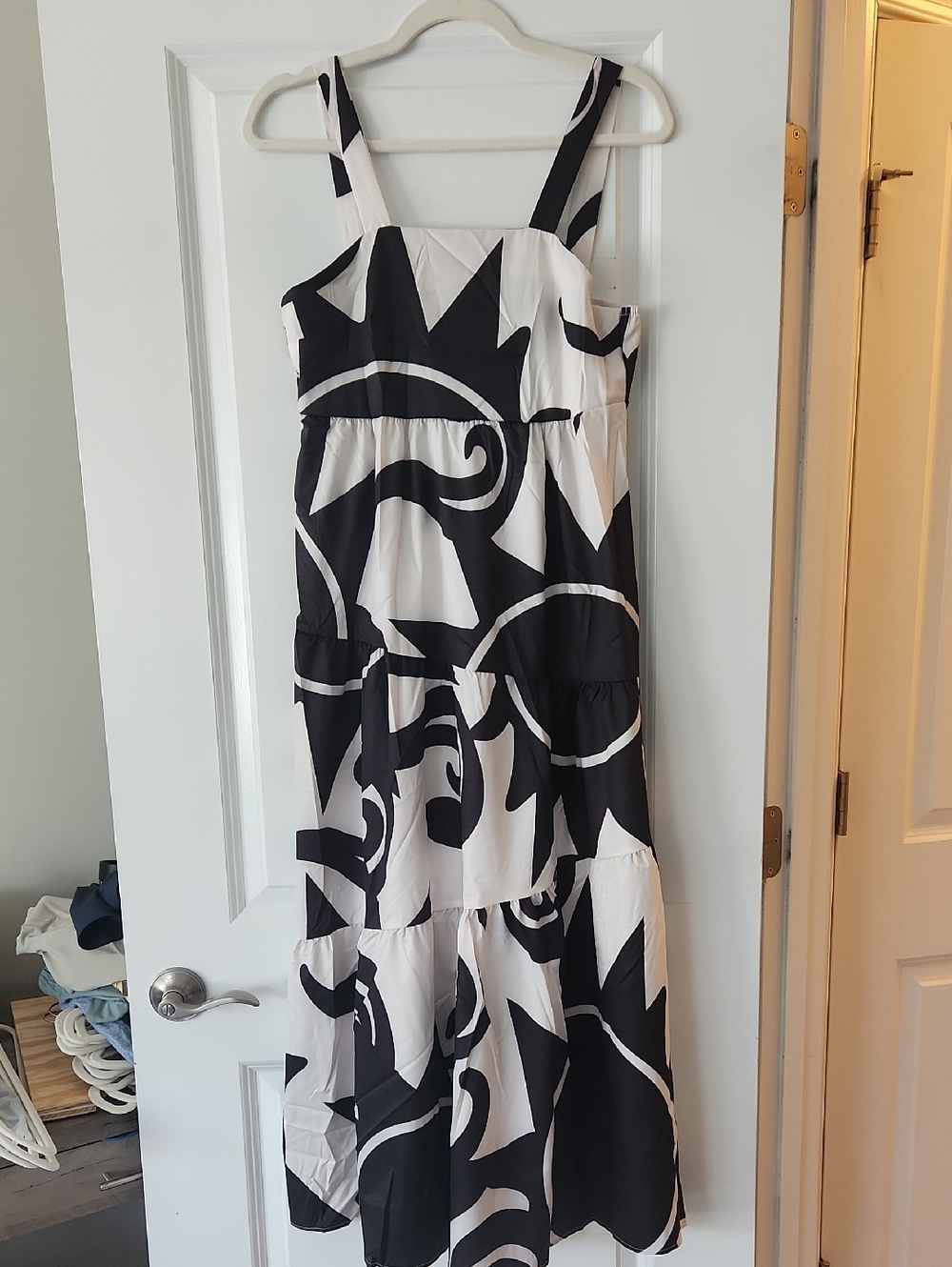 Black & White Patterned Tiered Sundress